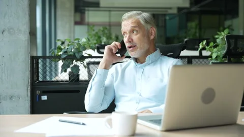 Positive confident manager talking smartphone Stock Footage 295183390
