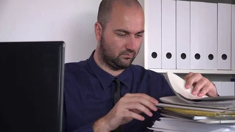 Positive confident young business consultant browsing paperwork show thumbs up Stock Footage