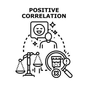 Positive correlation concept comparing data and analysis 스톡 일러스트