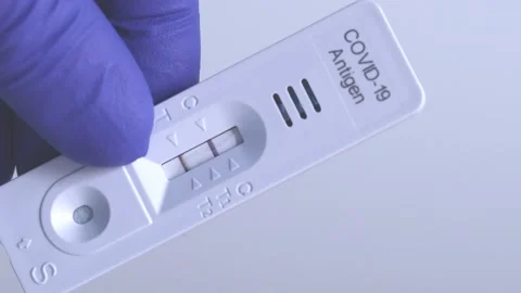 Positive Covid-19 Antigen Test - close up view Stock-Footage 169010645
