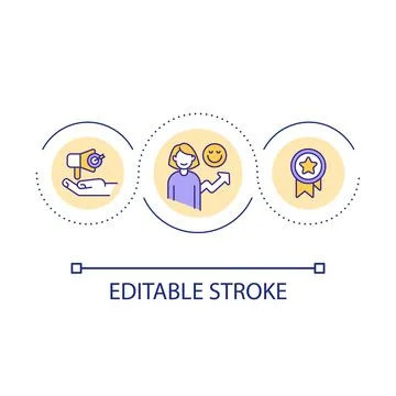 Positive customer feedback loop concept icon Stock Illustration