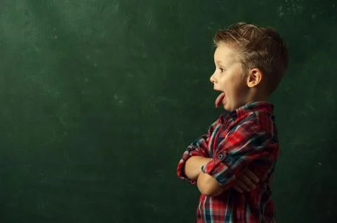 Positive cute little boy posing Stock Photos