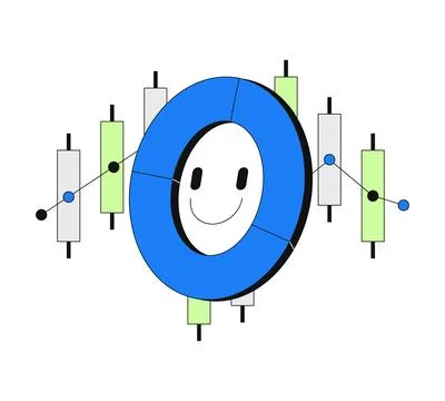 Positive donut piechart and candlestick chart data 2D onboarding ui illustration 스톡 일러스트