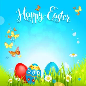 Positive easter background with flowers Stock Illustration