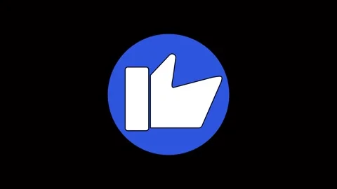 Positive feedback animated thumbs up hand signal icon with blue circle back.. Video stock 321392396