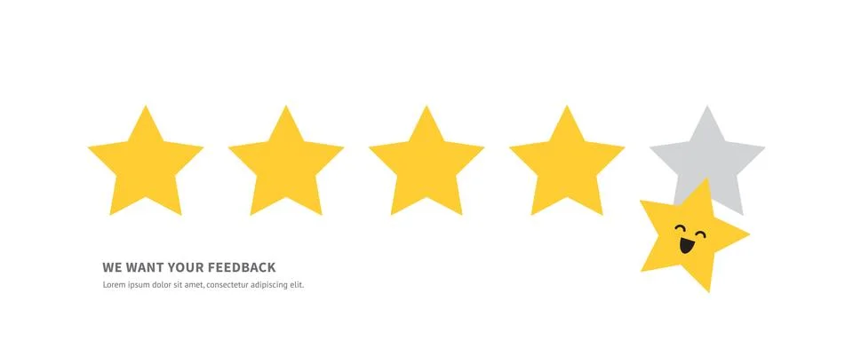 Positive feedback concept five star rating. Minimal flat vector illustration Stock-Illustration