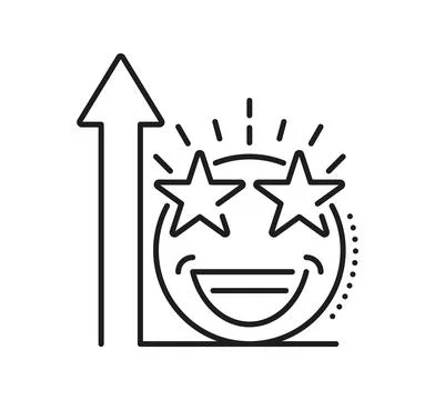 Positive feedback emoticon icon with star eyes Stock Illustration