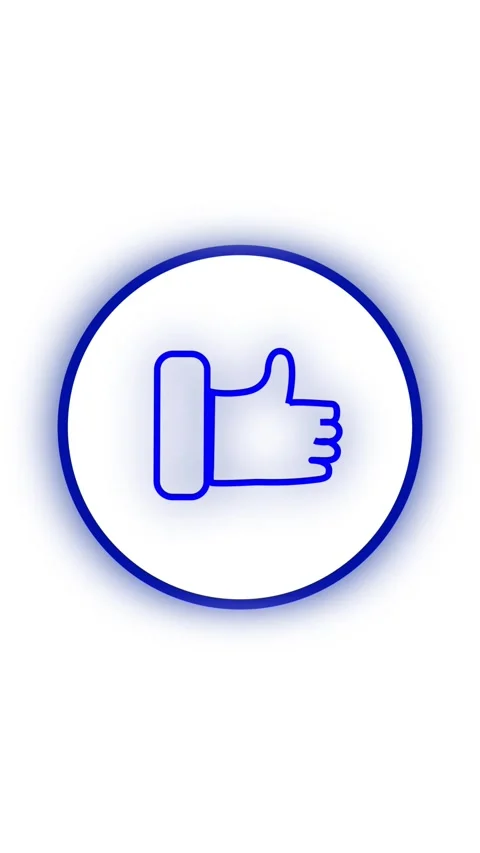 Positive feedback icon. Neon blue thumbs up for app UI design vertical vide.. Stock Footage 341612340