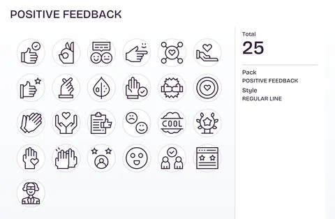 Positive Feedback Ultimate Vector Package with 25 64x64 Regular Line Pixel .. Stock Illustration