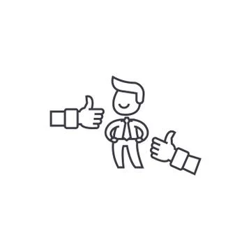 Positive feedback vector line icon, sign, illustration on background, editable Stock Illustration