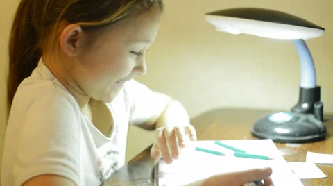 Positive girl making a lessons Stock Footage 35848063