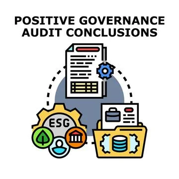 Positive governance audit conclusions process achieving sustainability Stock Illustration