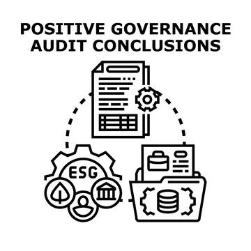 Positive governance audit conclusions process achieving sustainability Stock Illustration