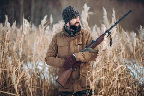 Positive guy is waiting for a prey Stock Photos