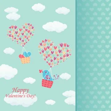 Positive hand drawn vector text Love in the air is decorated with a balloon f Stock Illustration