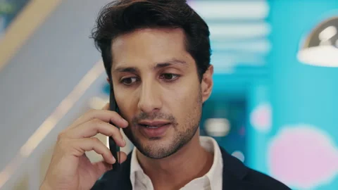 Positive, Handsome Lawyer Solving the Problems on Smart Phone, Talking to His Stock Footage 304160293