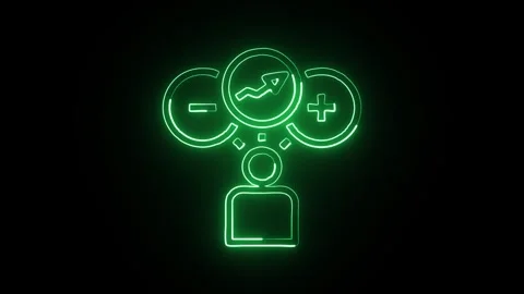 Positive Icon Isolated on Black Background, Neon Plus Line Motion Graphic A.. Stock Footage 327667156
