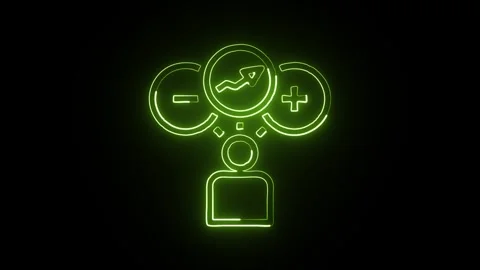 Positive Icon Isolated on Black Background, Neon Plus Line Motion Graphic A.. Stock Footage 327667159