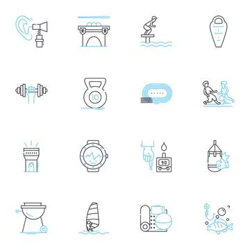 Positive intention linear icons set. Kindness, Empathy, Gratitude, Forgiveness Stock Illustration