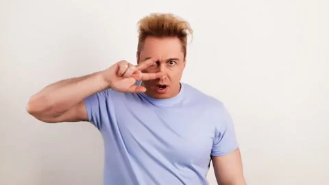 Positive man dancing having fun, resting and enjoying life, excited guy Stock Footage 234532400