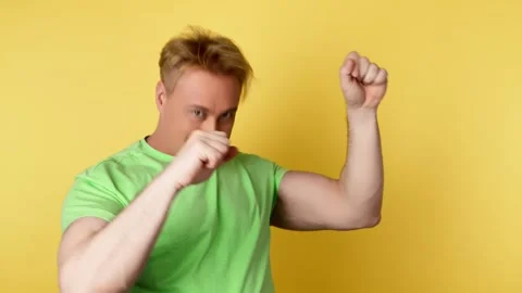 Positive man dancing having fun rhythm to music, enjoying life, entertainment. C Stock Footage 244846658