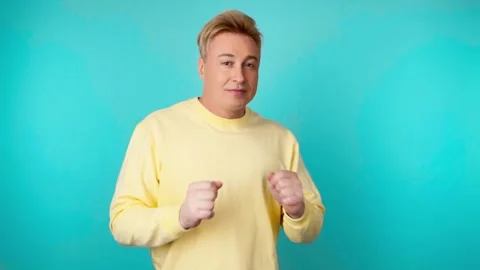 Positive man dancing having fun rhythm to music, enjoying life, entertainment. C Vídeo Stock 249198686