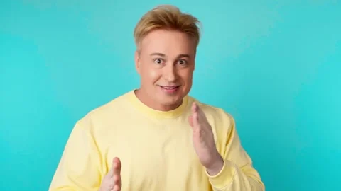 Positive man dancing having fun rhythm to music, enjoying life, entertainment. C Stock Footage 255657800