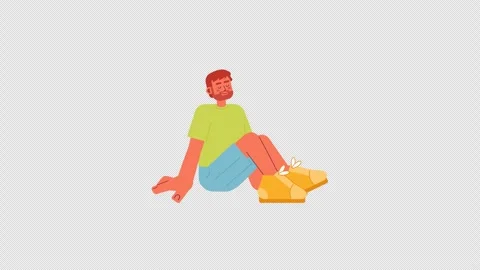 Positive man sitting at light wind 2D character animation Stock Footage 270145487