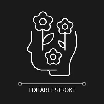 Positive mindset white linear icon for dark theme Stock Illustration