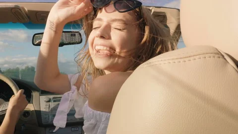 Positive model riding and having fun at sunglasses Stock Footage 146108573