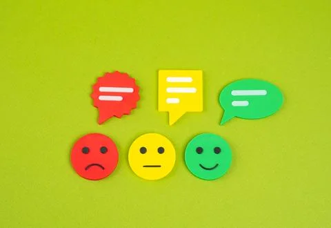 Positive, negative and neutral comments or sentiments. User reviews, online.. Stock Photos
