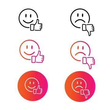 Positive, negative face with thumbs up and down. Stock Illustration