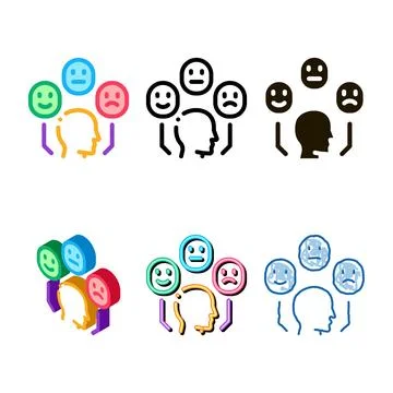 Positive neutral negative human feedback types icon vector outline Stock Illustration