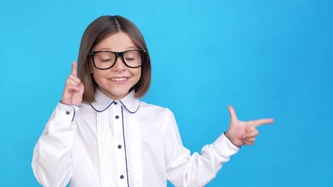 Positive nice excited indicate forefinger empty space promote sale Stock Footage 160052946