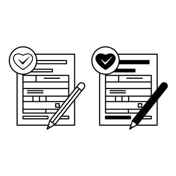 Positive Note Icons. Black and White Vector Icons Letterhead with Heart and.. Stock Illustration