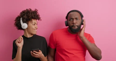 Positive optimistic dark skinned African American girlfriend and boyfriend have Stock Footage 150703851