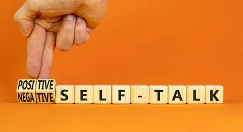 Positive or negative self-talk symbol. Concept words Positive self-talk and N Stock Photos