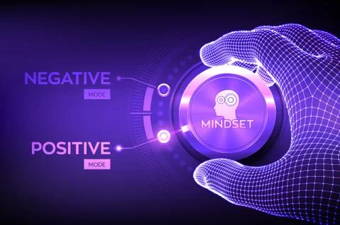 Positive or negative thinking. Feel happy or unhappy. Good or bad attitude. W Stock Illustration