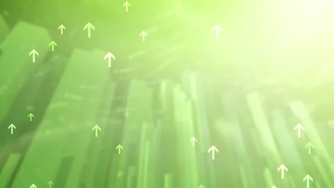 Positive up oriented arrows on green shiny business backgrounds Stock Footage 334082001