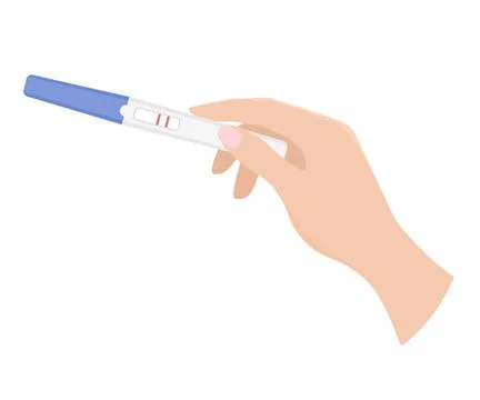 Positive pregnancy test in the hand. Vector illustration in cartoon flat style. イラスト素材