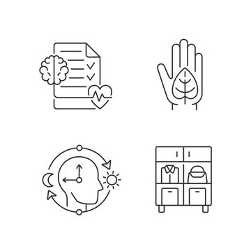 Positive progress in life linear icons set イラスト素材