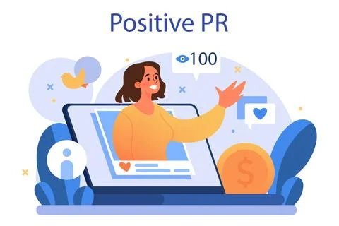 Positive public relations concept. Successful brand advertising, Stock Illustration