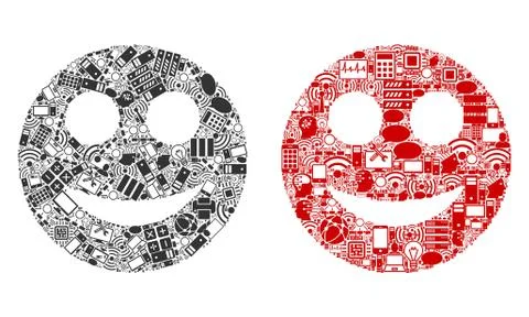 Positive Smiley Composition Icons for BigData Stock Illustration