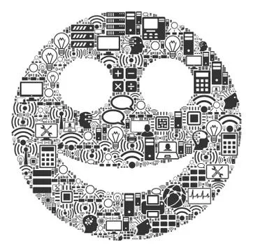Positive Smiley Mosaic Icon for BigData and Computing Stock Illustration