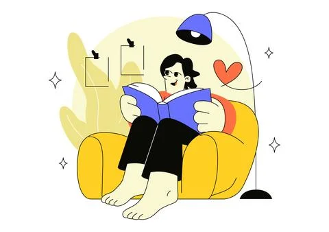 Positive Solitude Vector Illustration Featuring Peaceful Person Enjoying Qu.. Stock Illustration