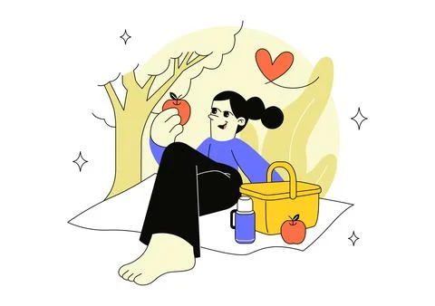 Positive Solitude Vector Illustration Featuring Peaceful Person Enjoying Qu.. Stock Illustration