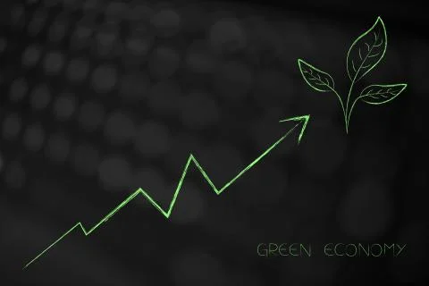 Positive stats going up with leaves icon Stock Illustration
