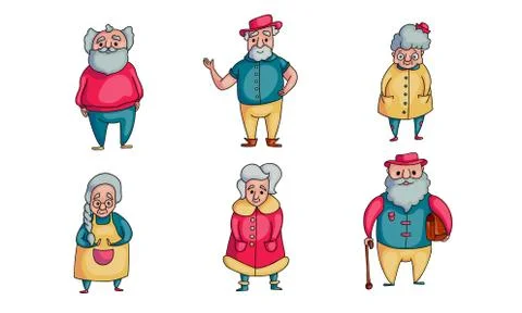 Positive stylish elderly grey-haired women and men vector illustration Stock Illustration