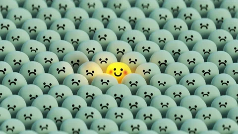 Positive thinking character being speacial and different 3D render animation Stock Footage 320399497