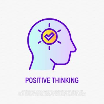 Positive thinking: check mark in human head. Mental health. Illustrazione stock